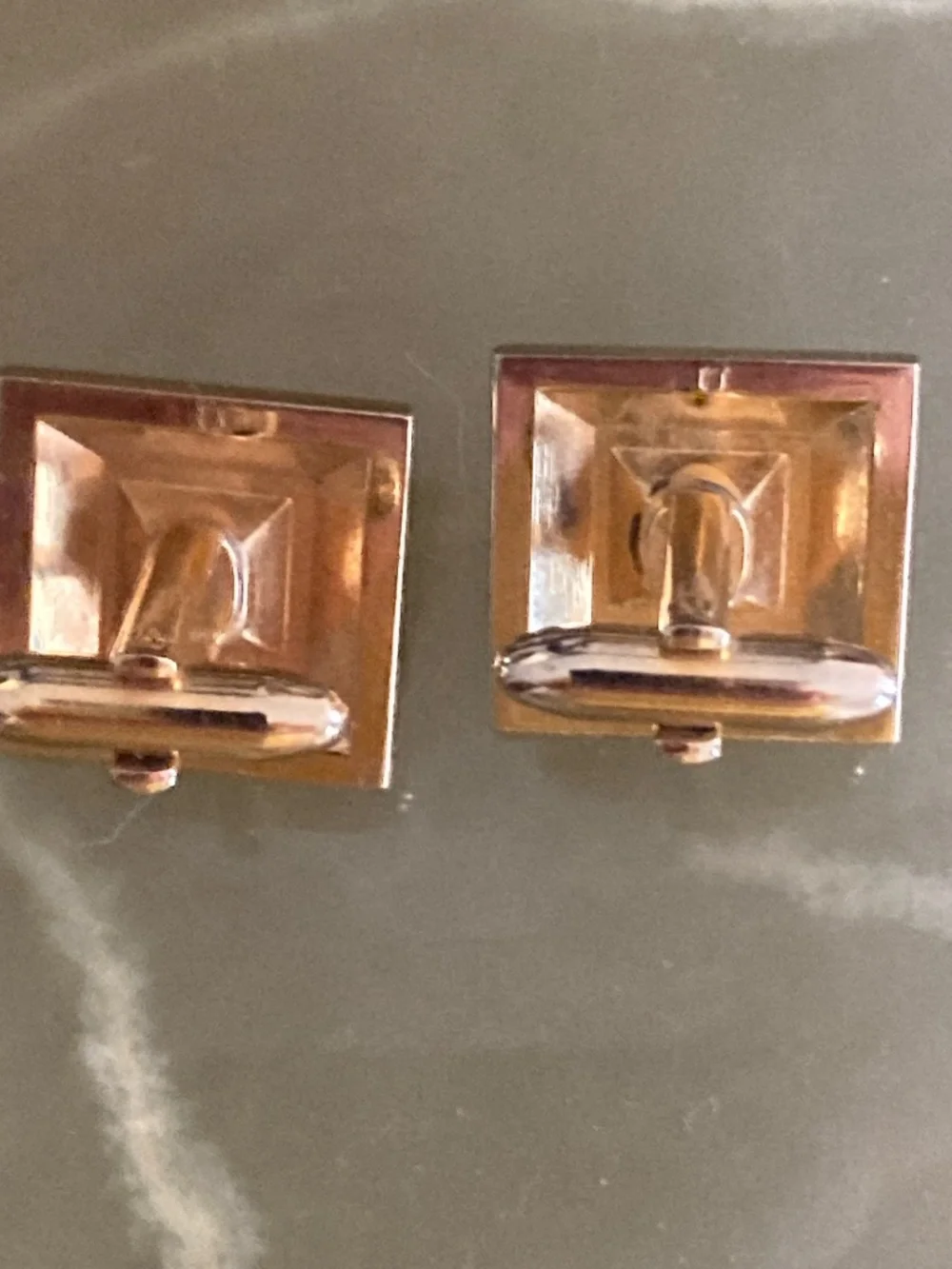 Vintage Hickok Amber Rhinestone Cufflinks & Tie Tack Set – Gold Tone Geometric